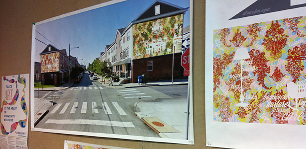 Mockups of the in-progress design for a mural near 11th Street Family Health Services